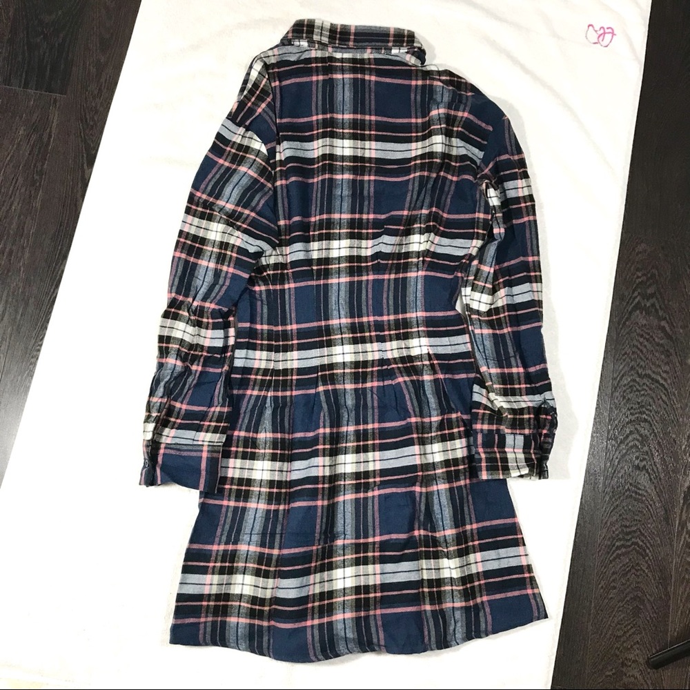 Plaid Long Sleeve Button Down Mini Dress in Blue - Picture 14 of 14